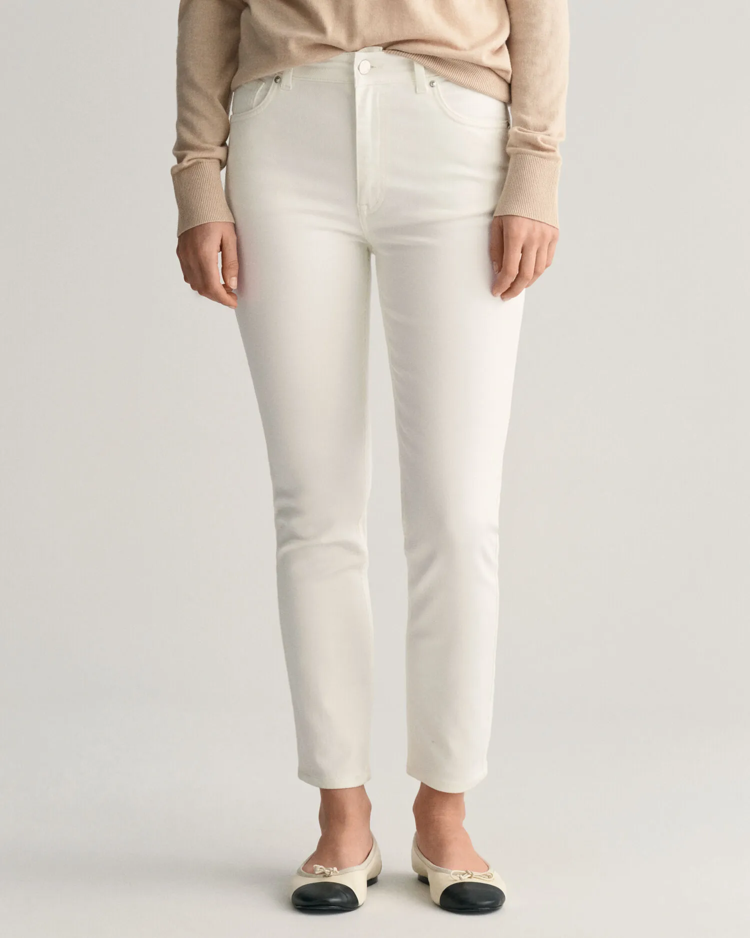 Slim Fit cropped witte jeans