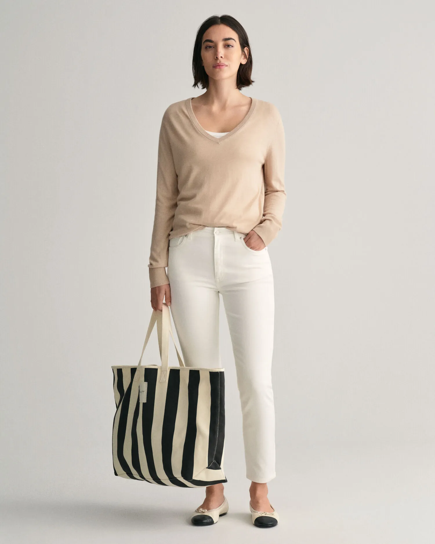 Slim Fit cropped witte jeans