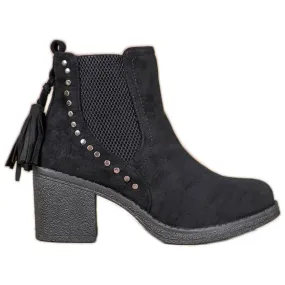 Small Swan Chelsea boots met franjes zwart