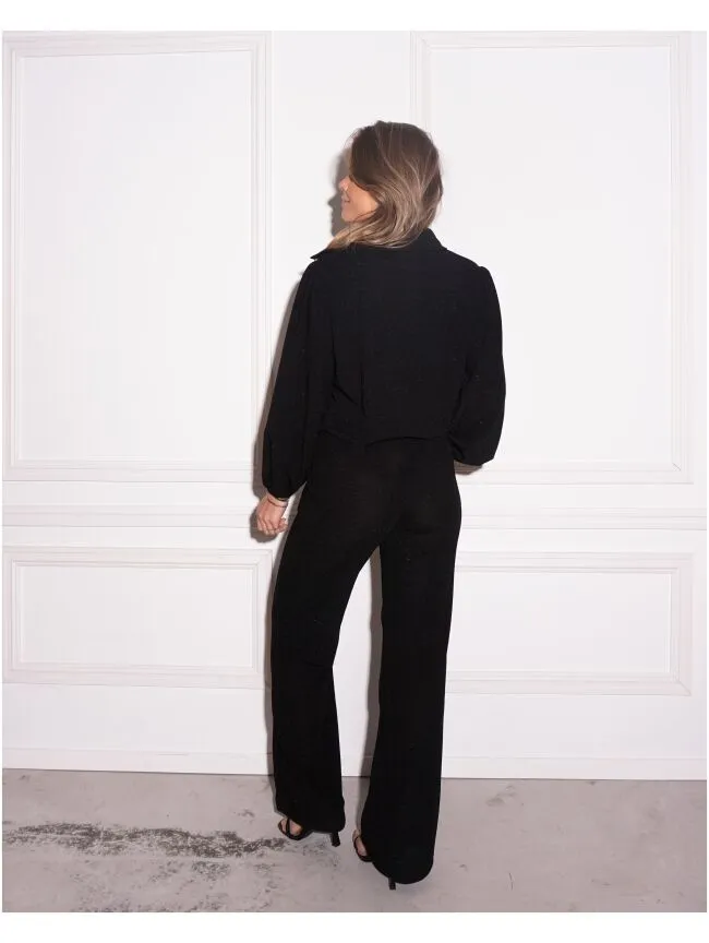 STRAIGHT LUREX PANTS ZWART