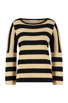 Studio Anneloes05821 Momo Stripe Pullover - Zwart/Zand