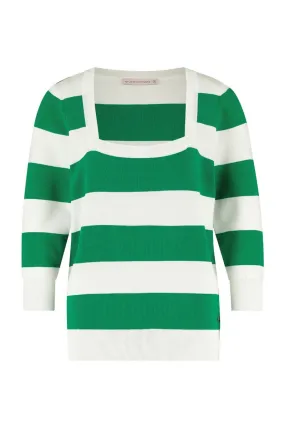 Studio Anneloes06981 Wieke Stripe Pullover - Apple Green/Off White