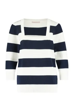 Studio Anneloes06981 Wieke Stripe Pullover - Dark Blue/Off White