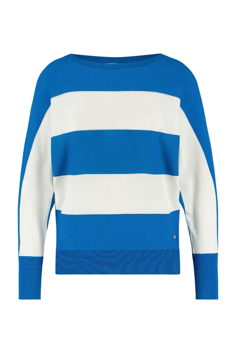 STUDIO ANNELOES06992 MOZA STRIPE PULLOVER  COBALT/OFF WHITE