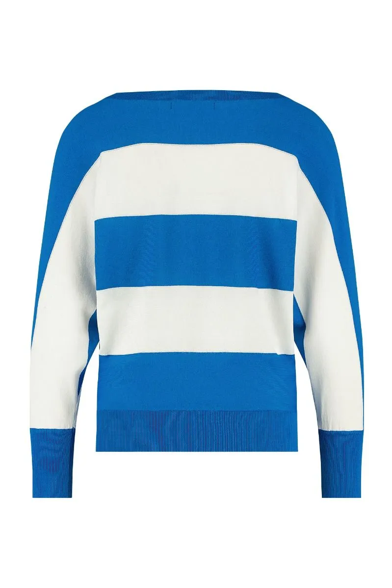 STUDIO ANNELOES06992 MOZA STRIPE PULLOVER  COBALT/OFF WHITE