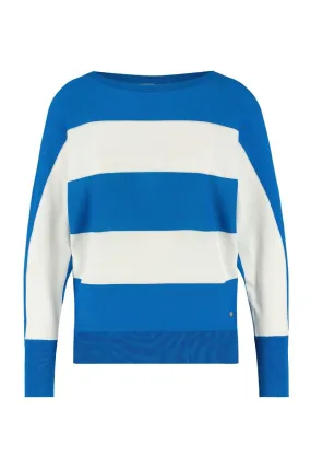 Studio Anneloes06992 Moza Stripe Pullover - Cobalt/Off White