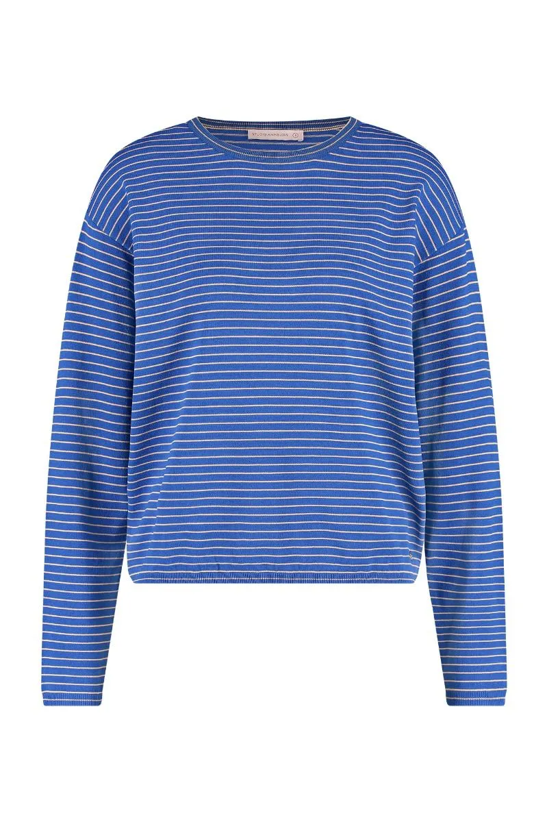 STUDIO ANNELOES07100 AMY STRIPE PULLOVER  COBALT/DARK SAHARA