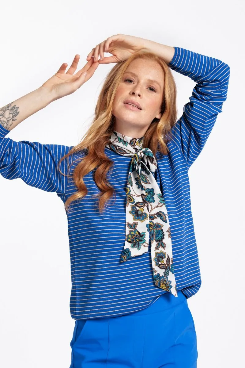 STUDIO ANNELOES07100 AMY STRIPE PULLOVER  COBALT/DARK SAHARA