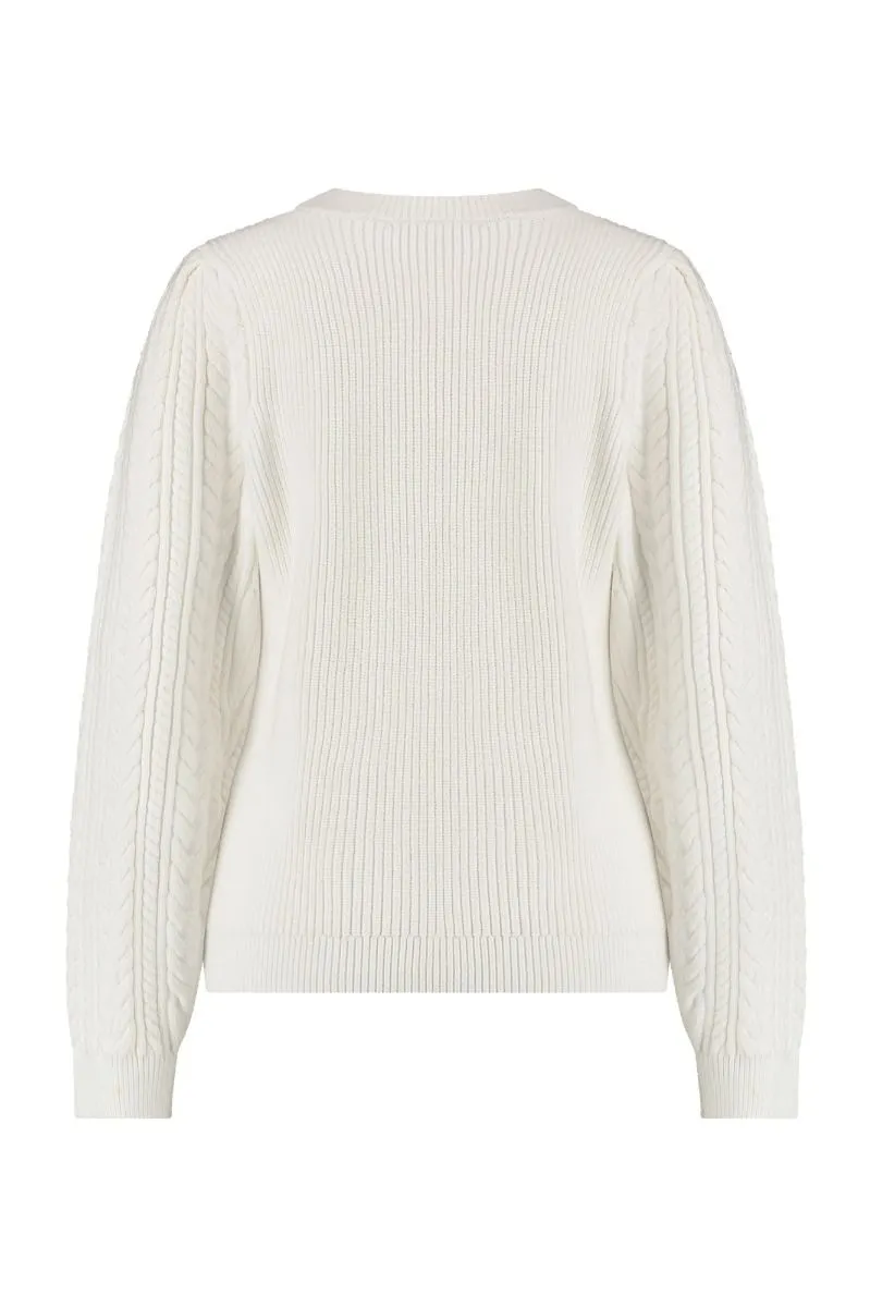 STUDIO ANNELOES07473 CABLE PULLOVER  OFF WHITE