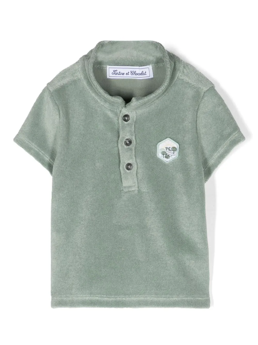 Tartine Et Chocolat Badstof poloshirt met patch Groen