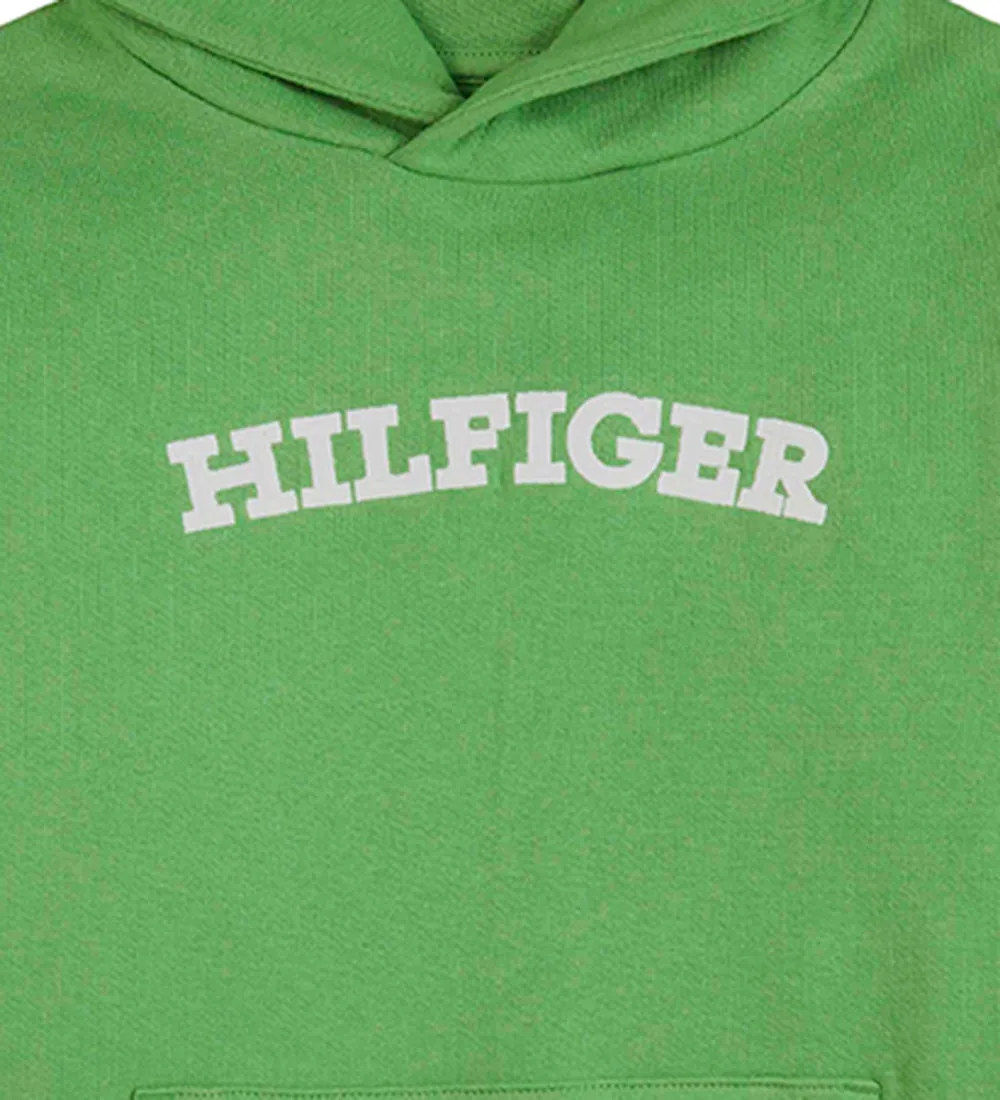 TOMMY HILFIGER HOODIE  GEWELFD  COASTAL GREEN