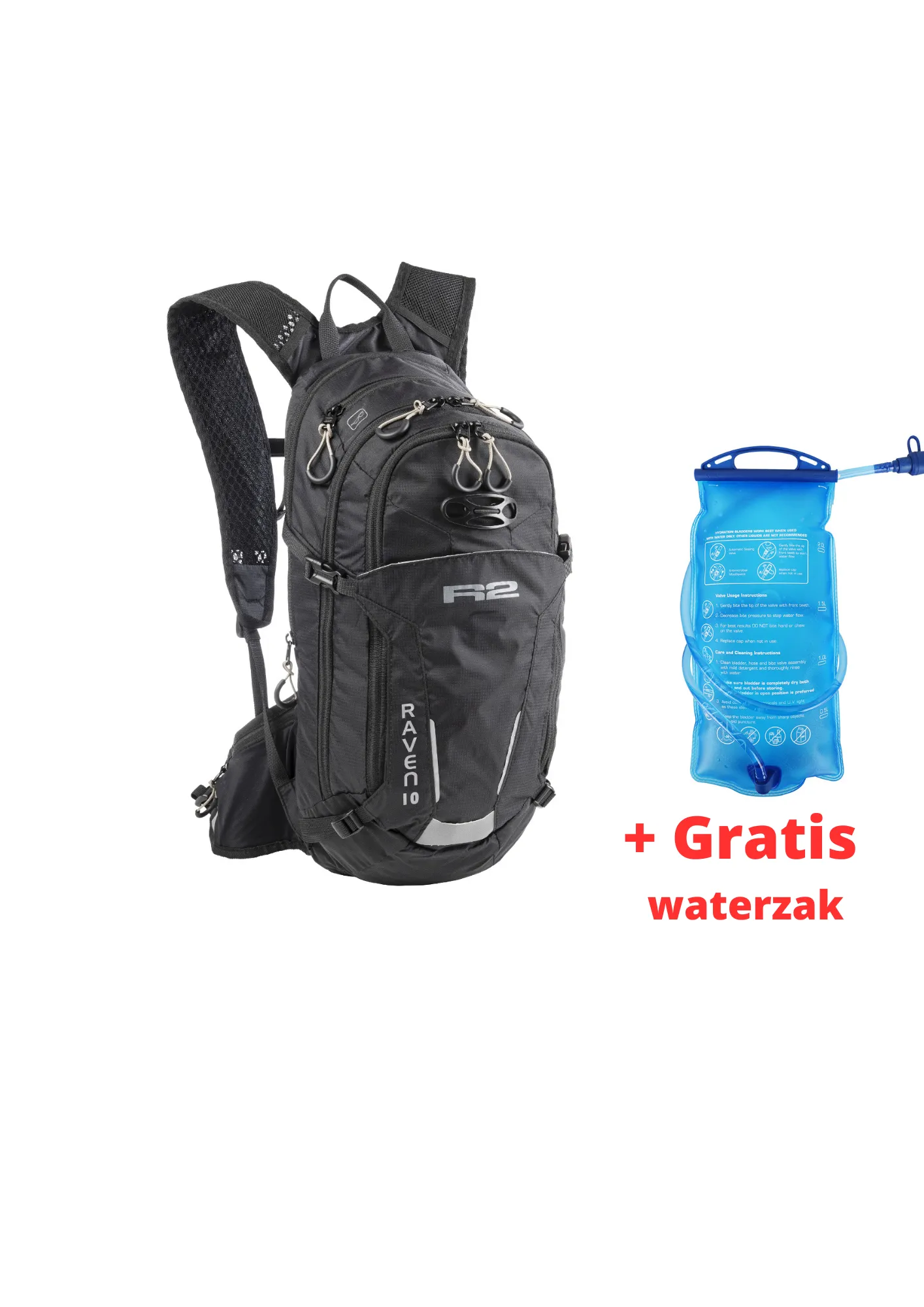 Track star Rugzak zwart met gratis waterzak