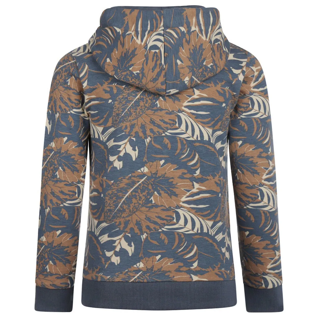 Trui hoodie leaves (blue)