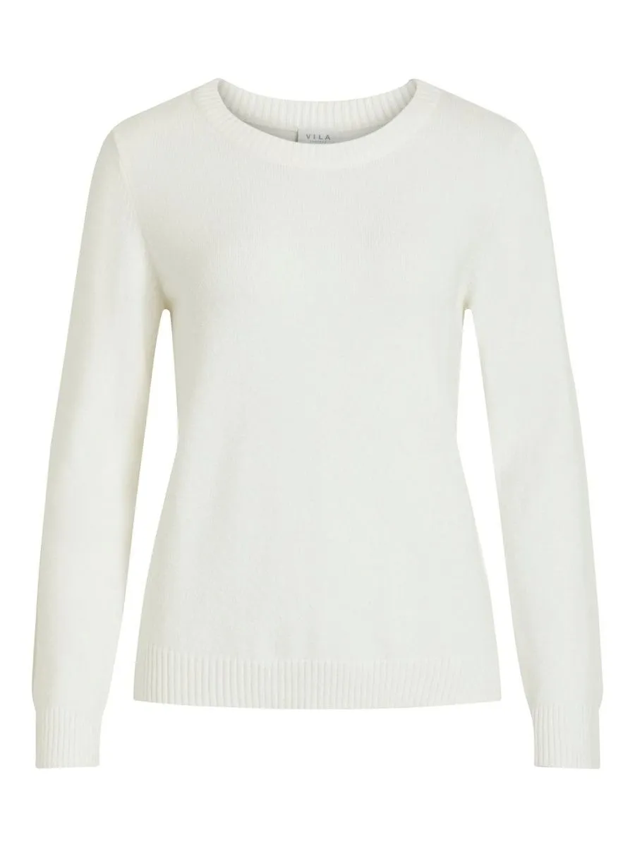 VILAGEBREIDE PULLOVER MET RONDE HALS  OFF WHITE