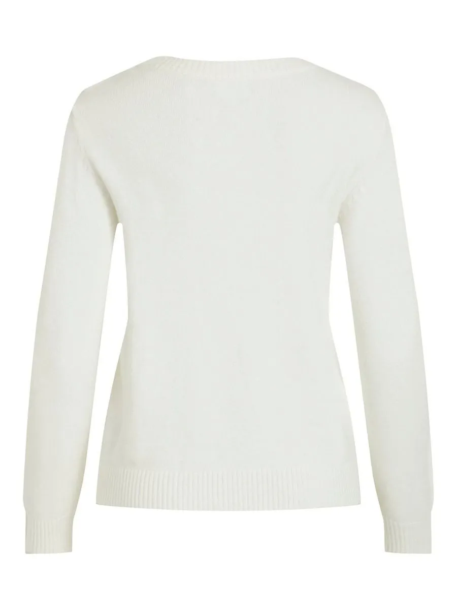 VILAGEBREIDE PULLOVER MET RONDE HALS  OFF WHITE