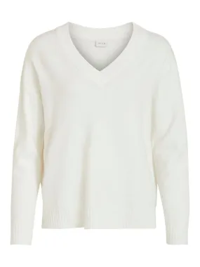 VilaViril V-Hals Pullover - Wolwit