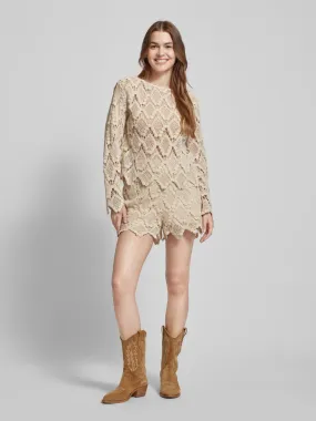 YAS Gebreide pullover met gehaakt kant, model 'NAJAARAQ' in beige