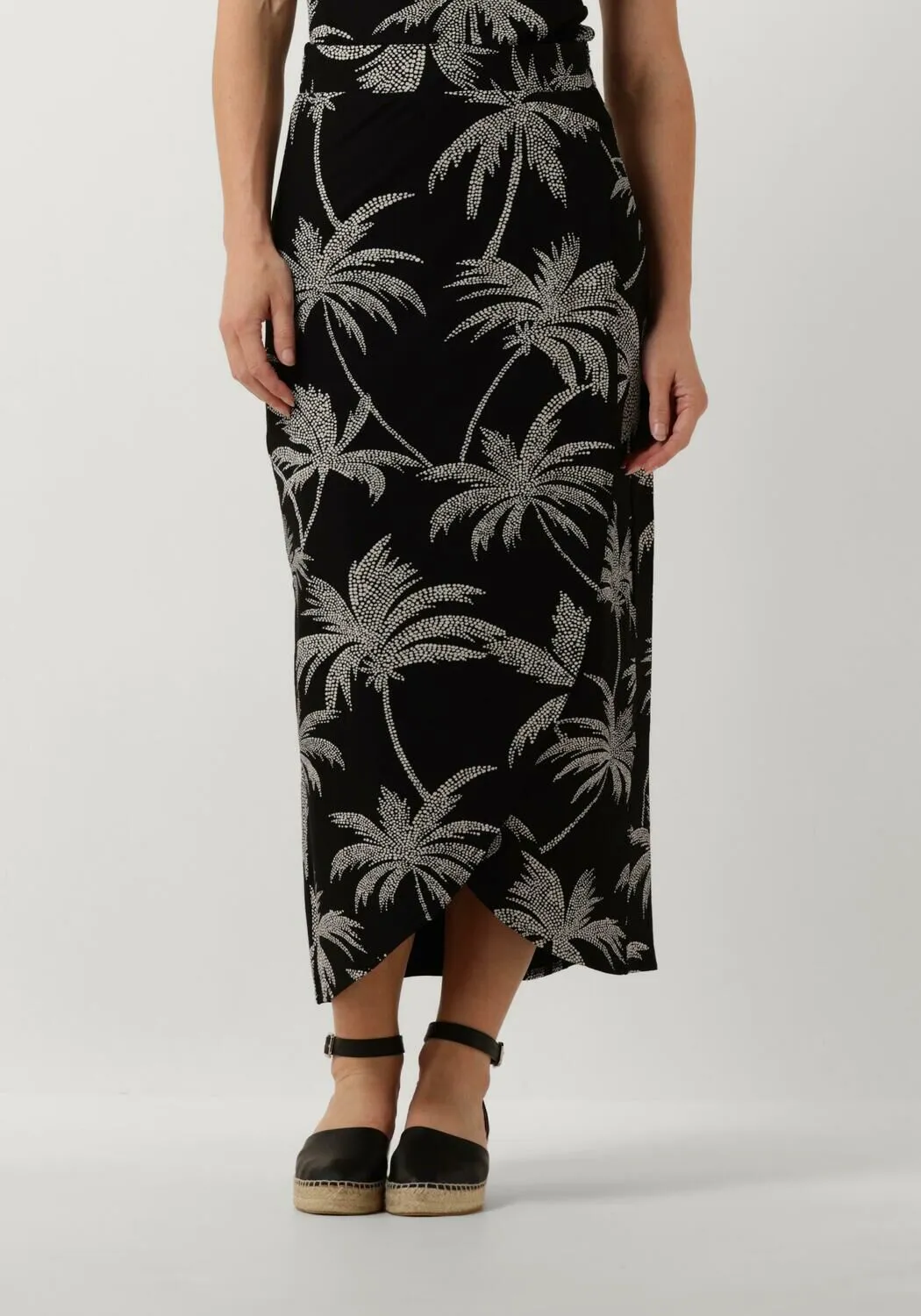 zwarte jansen amsterdam maxirok vp663 jersey printed wrap skirt