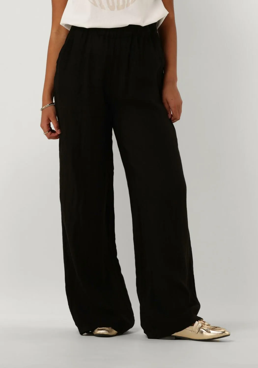 zwarte nukus wijde broek silky pants